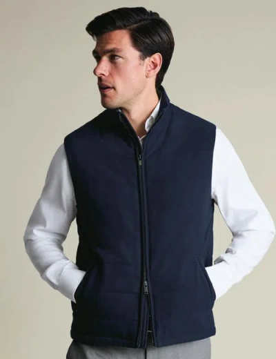 Charles Tyrwhitt Flannel Quilted Gilet In Blue