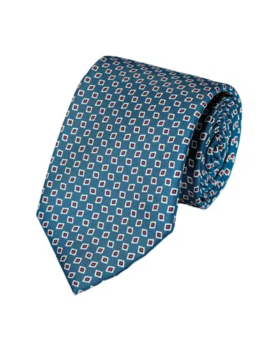 Charles Tyrwhitt Geometric Print Classic Silk Tie In Blue