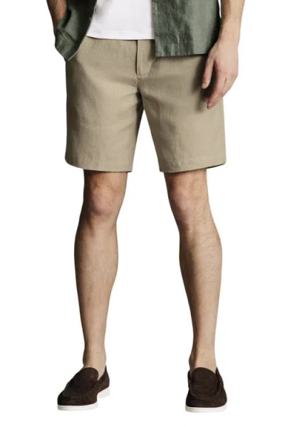 Charles Tyrwhitt Linen Shorts In Brown