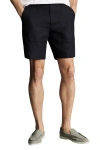 Charles Tyrwhitt Linen Shorts In Black