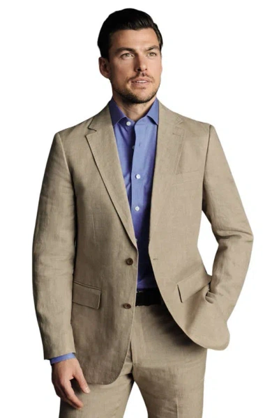 Charles Tyrwhitt Linen Slim Fit Jacket In Neutral