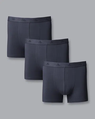 Charles Tyrwhitt 3 Pack Cotton Stretch Jersey Trunks In Blue