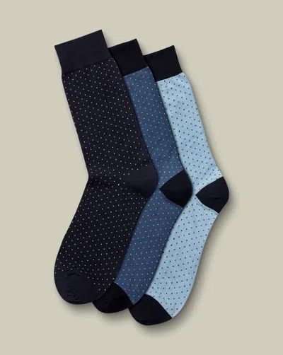 Charles Tyrwhitt Men's  3 Pair Rich Patterned Multipack Socks In Blue