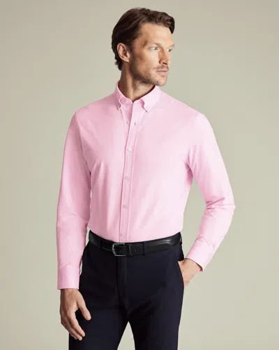Charles Tyrwhitt Non-iron Poplin Bengal Stripe Shirt In Pink