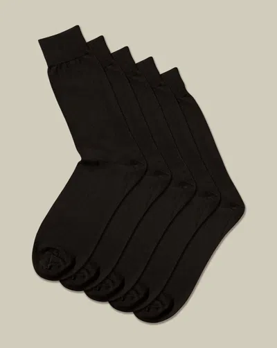 Charles Tyrwhitt Men's  5 Pair Rich Multipack Socks In Black