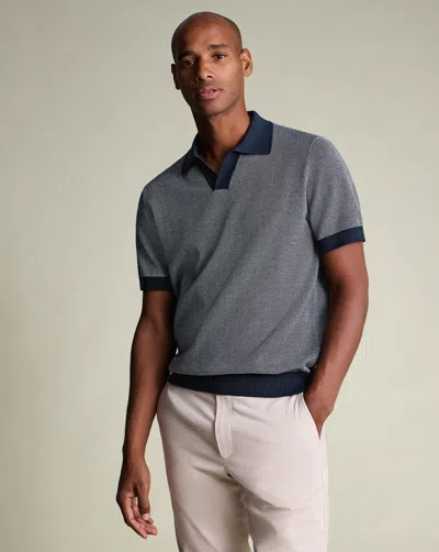 Charles Tyrwhitt Men's  Birdseye Knitted Polo Shirt In Blue