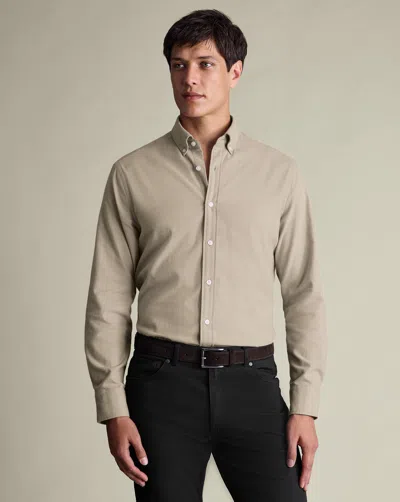 Charles Tyrwhitt Plain Pure Linen Shirt In Brown
