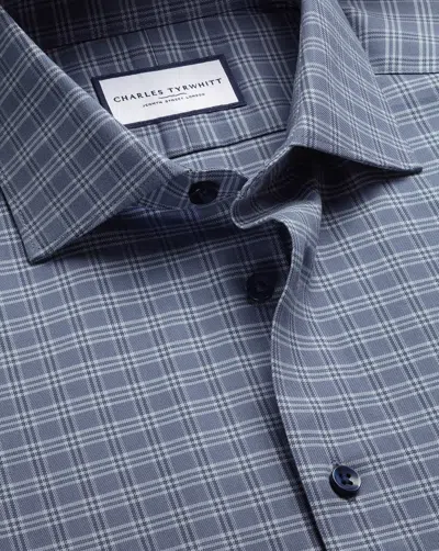 Charles Tyrwhitt Men's  Brushed Twill Check Shirt In Blue