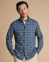 Charles Tyrwhitt Men's  Button-down Collar Brushed Flannel Gingham Casual Shirt In Blue