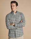 Charles Tyrwhitt Men's  Button-down Collar Brushed Flannel Gingham Casual Shirt In Grey