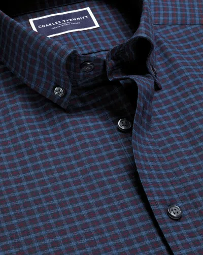 Charles Tyrwhitt Men's  Brushed Twill Check Shirt In Blue