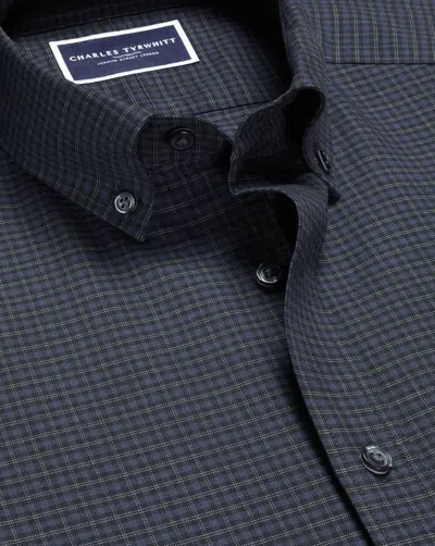 Charles Tyrwhitt Men's  Brushed Twill Check Shirt In Grey