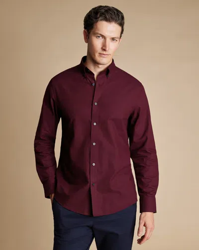 Charles Tyrwhitt Men's  Brushed Twill Shirt In Red
