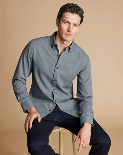 Charles Tyrwhitt Men's  Dobby Flannel Casual Shirt In Blue
