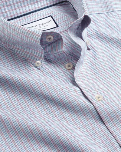 Charles Tyrwhitt Men's  Button-down Collar Non-iron Oxford Checkered Dress Shirt In Red