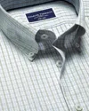 Charles Tyrwhitt Men's  Button-down Collar Non-iron Oxford Grid Checkered Dress Shirt In Green