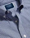 Charles Tyrwhitt Button-down Collar Non-iron Stretch Mini Gingham Short Sleeve Cotton Casual Shirt In Blue