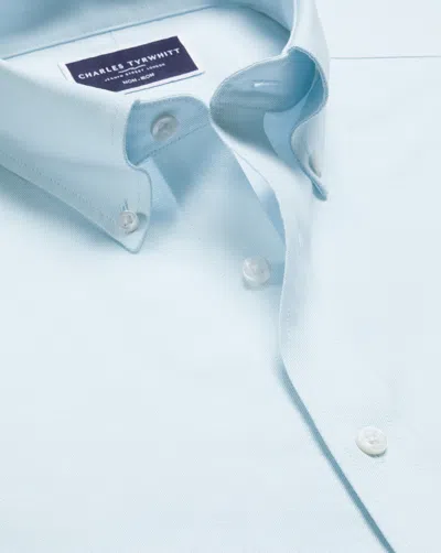 Charles Tyrwhitt Men's  Non-iron Oxford Stretch Shirt In Blue