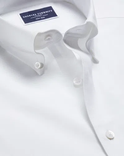 Charles Tyrwhitt Men's  Non-iron Oxford Stretch Shirt In White