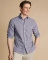 Charles Tyrwhitt Men's  Button-down Collar Non-iron Stretch Poplin Mini Gingham Casual Shirt In Pink