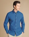 Charles Tyrwhitt Men's  Button-down Collar Stretch Washed Oxford Casual Shirt In Blue