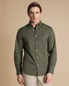 Charles Tyrwhitt Men's Slim Fit Button-down Washed Oxford Shirt In Green