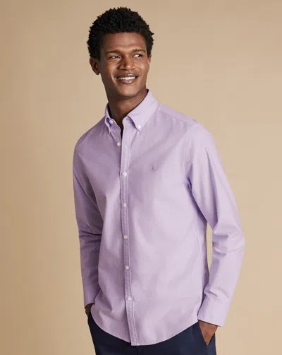Charles Tyrwhitt Slim Fit Button-down Washed Oxford Shirt In Purple