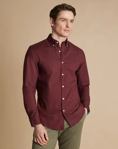 Charles Tyrwhitt Men's  Stretch Washed Oxford Casual Shirt In Red