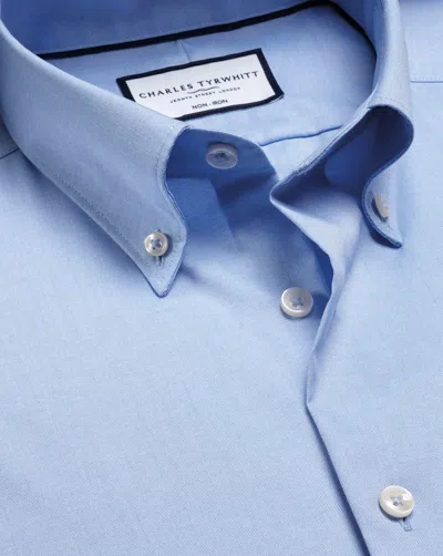 Charles Tyrwhitt Button-down Collar Non-iron Cotton Dress Shirt In Blue
