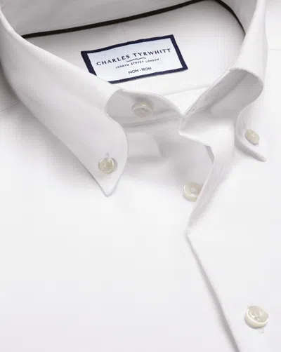 Charles Tyrwhitt Button-down Collar Non-iron Cotton Dress Shirt In White