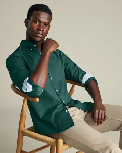 Charles Tyrwhitt Men's  Stretch Washed Oxford Shirt In Green