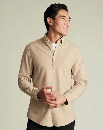 Charles Tyrwhitt Men's  Stretch Washed Oxford Shirt In Neutral