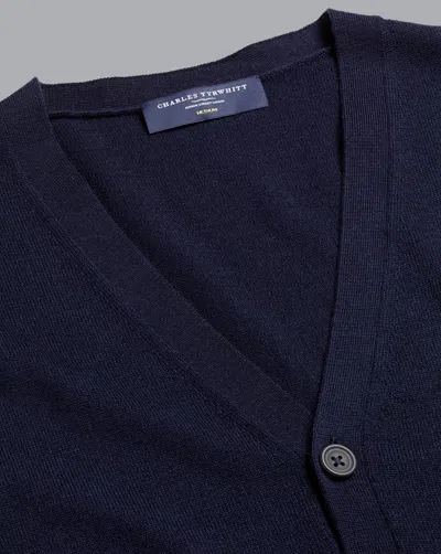 Charles Tyrwhitt Merino Cardigan In Blue