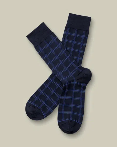 Charles Tyrwhitt Men's  Check Socks In Blue