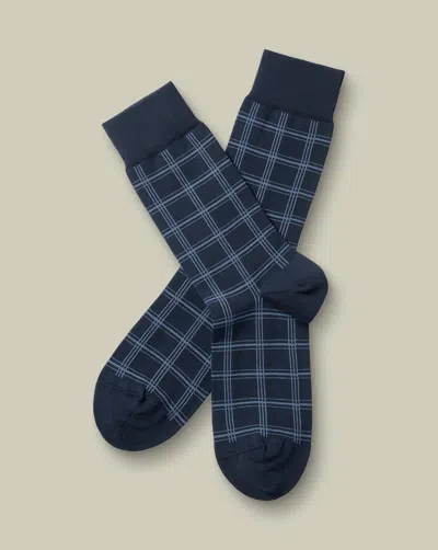 Charles Tyrwhitt Men's  Check Socks In Blue