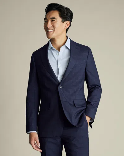 Charles Tyrwhitt Men's  Checkered Suit Na Jacket In Blue