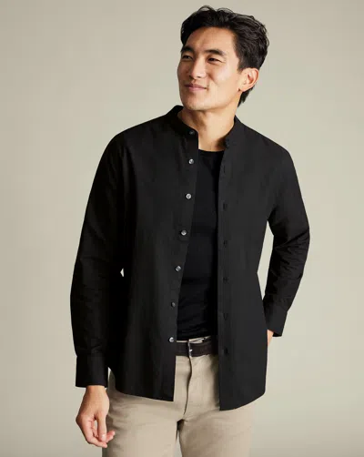Charles Tyrwhitt Men's  Collarless Stretch Washed Oxford In Black