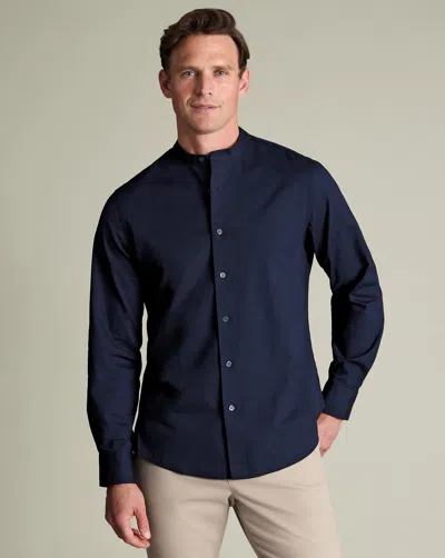 Charles Tyrwhitt Men's  Collarless Stretch Washed Oxford Shirt
