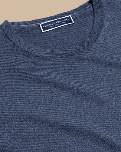 Charles Tyrwhitt Merino Crew Neck Sweater In Blue