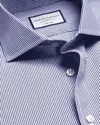 Charles Tyrwhitt Cutaway Collar Non-iron Bengal Stripe Cotton Dress Shirt In Blue