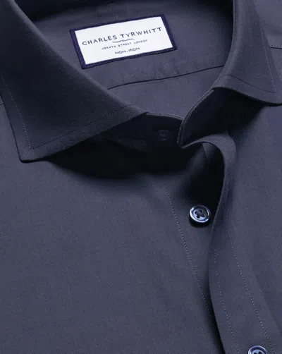 Charles Tyrwhitt Men's  Cutaway Collar Non-iron Poplin Dress Shirt In Blue