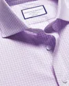 Charles Tyrwhitt Men's  Cutaway Collar Non-iron Poplin Grid Checkered Dress Shirt In Purple