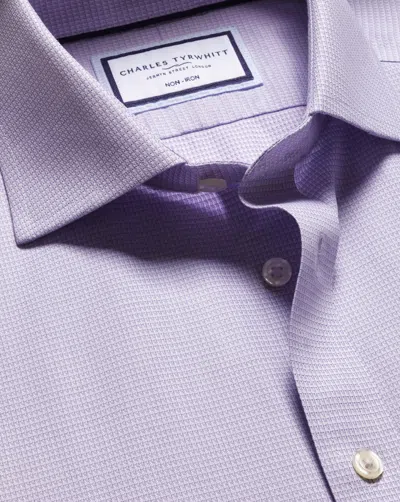Charles Tyrwhitt Men's  Cutaway Collar Non-iron Stretch Kensington Weave Dress Shirt In Purple