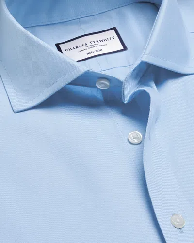 Charles Tyrwhitt Cutaway Collar Non-iron Twill Cotton Dress Shirt In Blue