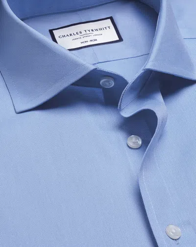 Charles Tyrwhitt Men's  Cutaway Collar Non-iron Twill Dress Shirt In Blue