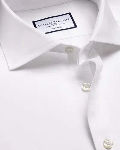 Charles Tyrwhitt Cutaway Collar Non-iron Twill Cotton Dress Shirt In White
