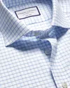 Charles Tyrwhitt Men's  Cutaway Collar Non-iron Twill Fine Checkered Dress Shirt In Blue