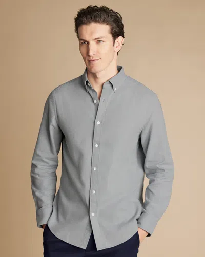 Charles Tyrwhitt Men's  Dobby Flannel Casual Shirt In Grey