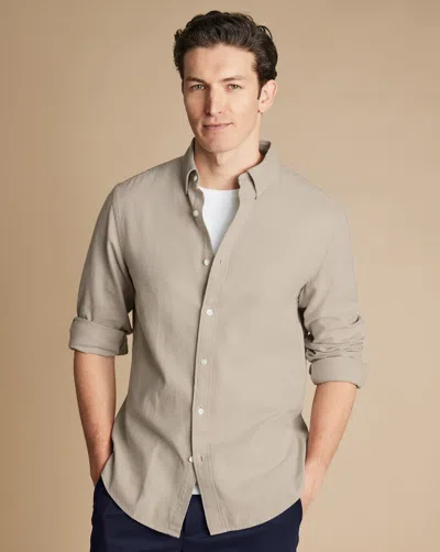 Charles Tyrwhitt Men's  Dobby Flannel Casual Shirt In Neutral