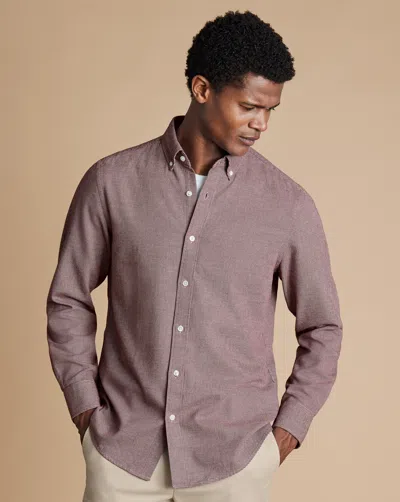 Charles Tyrwhitt Men's  Dobby Flannel Casual Shirt In Red
